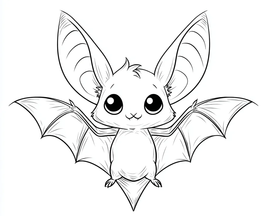 Friendly Bat Coloring Page printable artwork