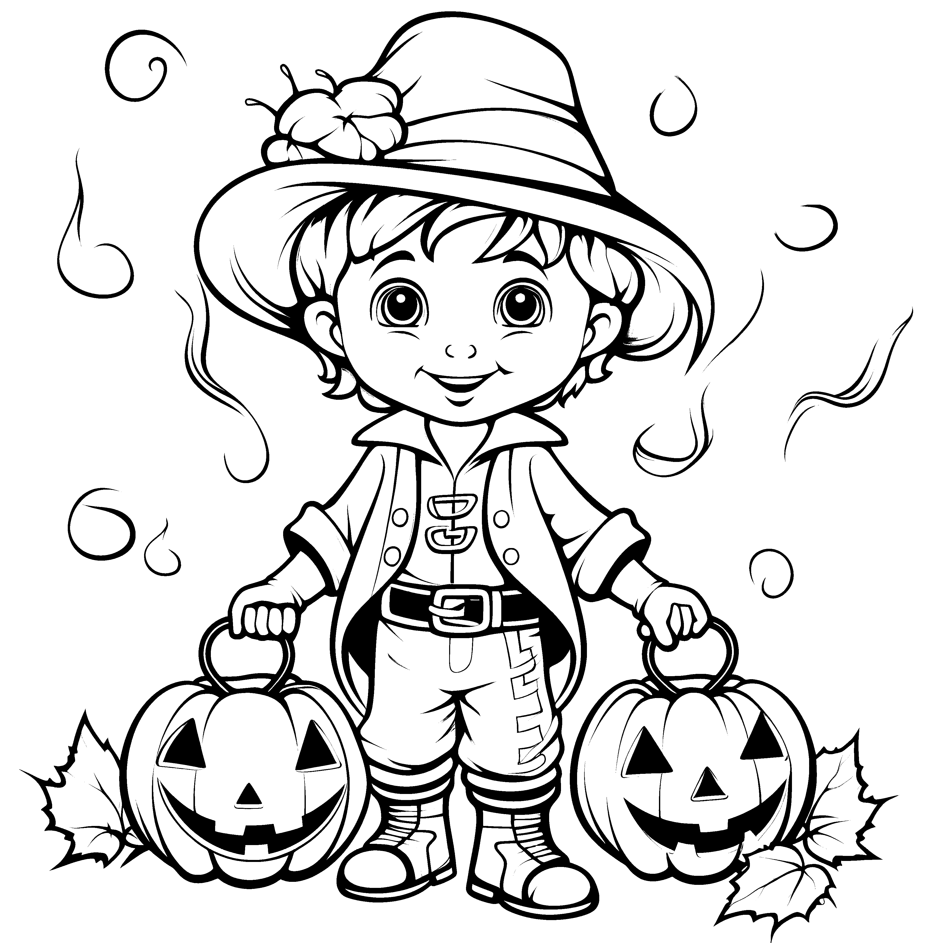 Boy with pumpkins printable artwork